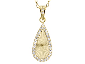 White Cubic Zirconia 14k Yellow Gold Over Stainless Steel Pendant 0.15ctw
