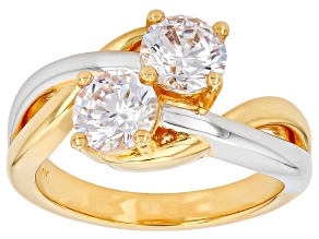 White Cubic Zirconia 18K Yellow Gold Plated and Rhodium Plated Ring 1.40Ctw