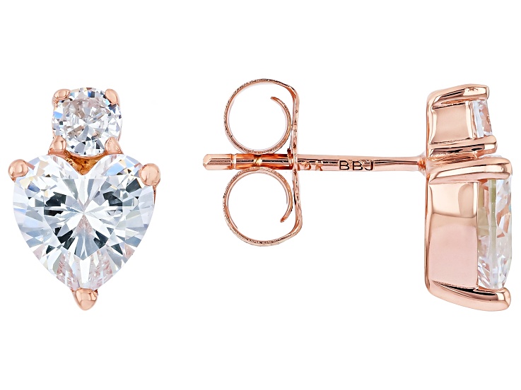 White Cubic Zirconia 18K Rose Gold Over Sterling Silver Earrings 4.11ctw