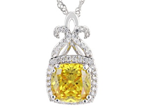 Yellow and White Cubic Zirconia Rhodium Plated Pendant 7.82ctw