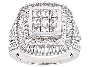White Cubic Zirconia Rhodium Plated Ring 3.70ctw