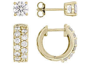 White Cubic Zirconia 18k Yellow Gold Plated Earring Set of 2 5.00ctw