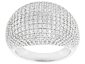 White Cubic Zirconia Rhodium Plated Ring 3.76ctw