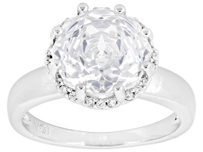 White Cubic Zirconia Rhodium Plated Rose Cut Ring