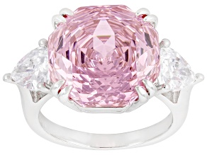 Pink Cubic Zirconia Rhodium Plated Rose Cut Ring 11.15ctw