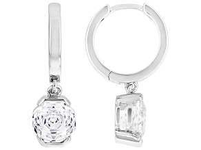 White Cubic Zirconia Rhodium Plated Rose Cut Earrings 6.00ctw