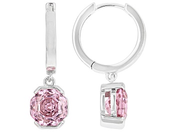Picture of Pink Cubic Zirconia Rhodium Plated Rose Cut Earrings 6.00ctw