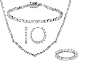 Picture of White Cubic Zirconia Platinum Plated Jewelry Boxed Set 38.34ctw