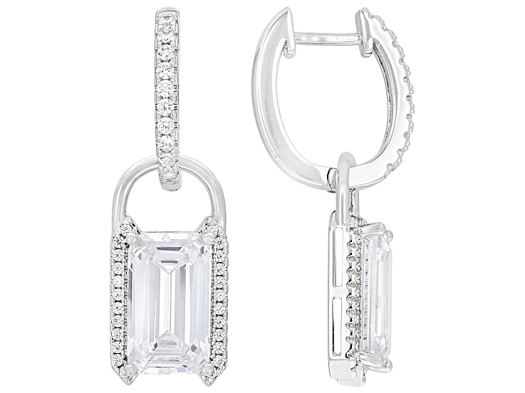 White Cubic Zirconia Rhodium Plated Earrings 12.22ctw