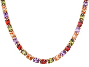 Multi-Color Cubic Zirconia 18K Rose Gold Plated Ottone Necklace 83.25ctw