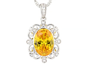 Yellow and White Cubic Zirconia Rhodium Plated Pendant 8.92ctw