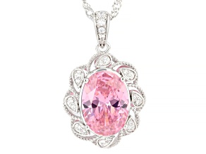 Pink and White Cubic Zirconia Rhodium Plated Pendant 8.95ctw