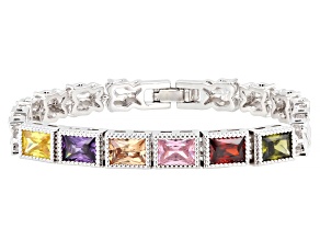 Multi-Color Cubic Zirconia Rhodium Plated Bracelet 9.96Ctw