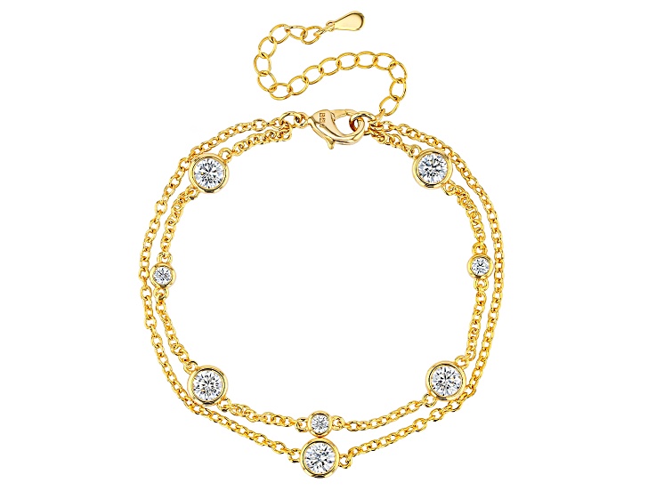 White Cubic Zirconia 18K Yellow Gold Plated Bracelet 4.17ctw