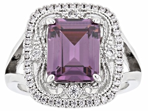Purple and White Cubic Zirconia Rhodium Plated Ring 5.82ctw