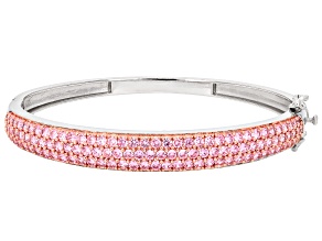 Pink Cubic Zirconia Rhodium Plated Bangle Bracelet 7.90ctw