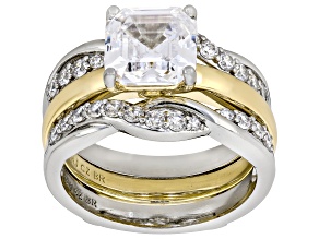 White Cubic Zirconia Rhodium and 14k Yellow Gold Plated Ring 5.50ctw