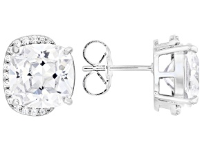 White Cubic Zirconia Rhodium Plated Stud Earrings 13.03ctw