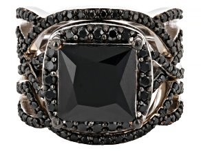 Black Cubic Zirconia Rhodium Plated Ring 8.70ctw
