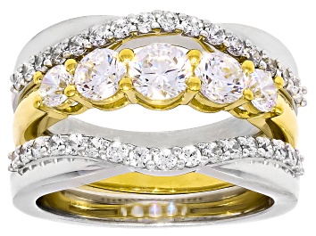 Picture of White Cubic Zirconia Rhodium and 18k Yellow Gold Plated Ring 2.75ctw