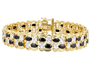 Black and White Cubic Zirconia 14k Yellow Gold Plated Bracelet 27.72ctw