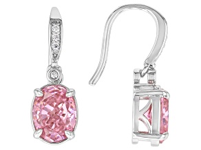 Pink And White Cubic Zirconia Rhodium Plated Ice Flower Cut Earrings 10.20ctw