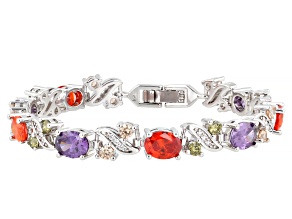 Multi-Color Cubic Zirconia Rhodium Plated Bracelet 5.94ctw