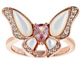 Pink Garnet 18k Rose Gold Over Silver Butterfly Ring 0.61ctw