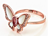 Pink Garnet 18k Rose Gold Over Silver Butterfly Ring 0.61ctw