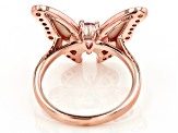 Pink Garnet 18k Rose Gold Over Silver Butterfly Ring 0.61ctw