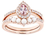 Pink Color Shift Garnet 18k Rose Gold Over Sterling Silver Ring Set Of 2 0.84ctw