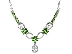 Green Chrome Diopside Rhodium Over Sterling Silver Necklace 1.48ctw