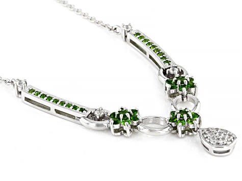 Green Chrome Diopside Rhodium Over Sterling Silver Necklace 1.48ctw