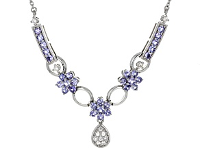 Blue Tanzanite Rhodium Over Sterling Silver Necklace 2.46ctw