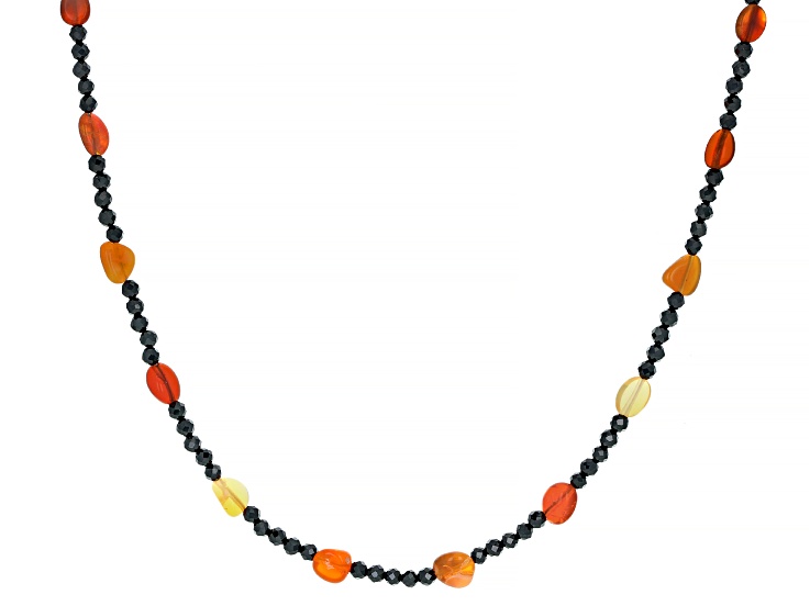 Black Spinel 18K Yellow Gold Over Sterling Silver Beaded Necklace