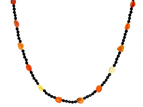 Black Spinel 18K Yellow Gold Over Sterling Silver Beaded Necklace