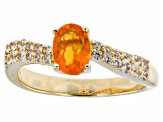 Orange Fire Opal 18k Yellow Gold Over Sterling Silver Ring 0.70ctw