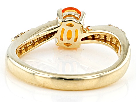 Orange Fire Opal 18k Yellow Gold Over Sterling Silver Ring 0.70ctw