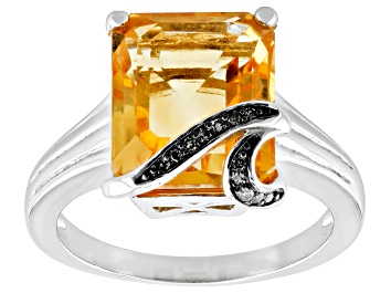 Picture of Yellow Citrine Rhodium Over Sterling Silver Ring 4.55ctw