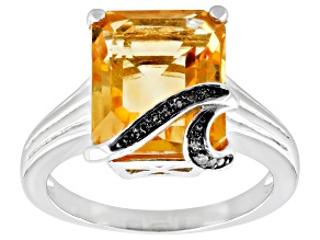Yellow Citrine Rhodium Over Sterling Silver Ring 4.55ctw