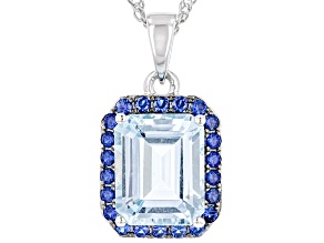 Sky Blue Topaz Rhodium Over Sterling Silver Pend With Chain 3.87ctw