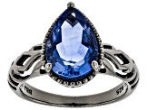 Blue Color Change Fluorite Black Rhodium Over Sterling Silver Ring 2.70ctw