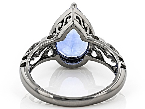 Blue Color Change Fluorite Black Rhodium Over Sterling Silver Ring 2.70ctw