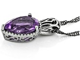 Blue Color Change Flourite Black Rhodium Over Sterling Silver Pendant With Chain 2.70ctw