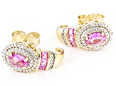 Pink Lab Created Sapphire 18K Yellow Gold Over Sterling Silver Earrings 1.13ctw