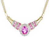 Pink Lab Created Sapphire 18k Yellow Gold Over Silver Necklace 2.39ctw