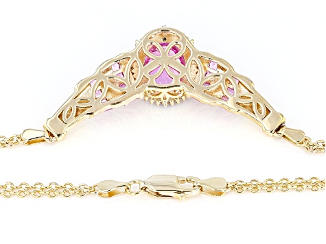 Pink Lab Created Sapphire 18k Yellow Gold Over Silver Necklace 2.39ctw