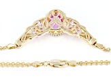 Pink Lab Created Sapphire 18k Yellow Gold Over Silver Necklace 2.39ctw