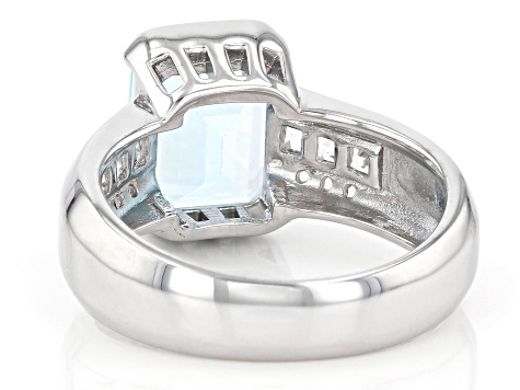 Sky Blue Glacier Topaz Rhodium Over Sterling Silver Ring 3.96ctw