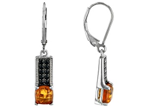 Orange Amber Rhodium Over Sterling Silver Earrings 0.95ctw